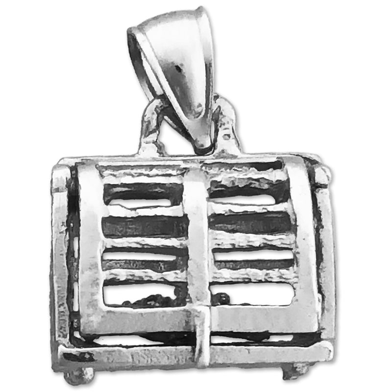 14K Gold 3D Lobster Trap Cage Charm
