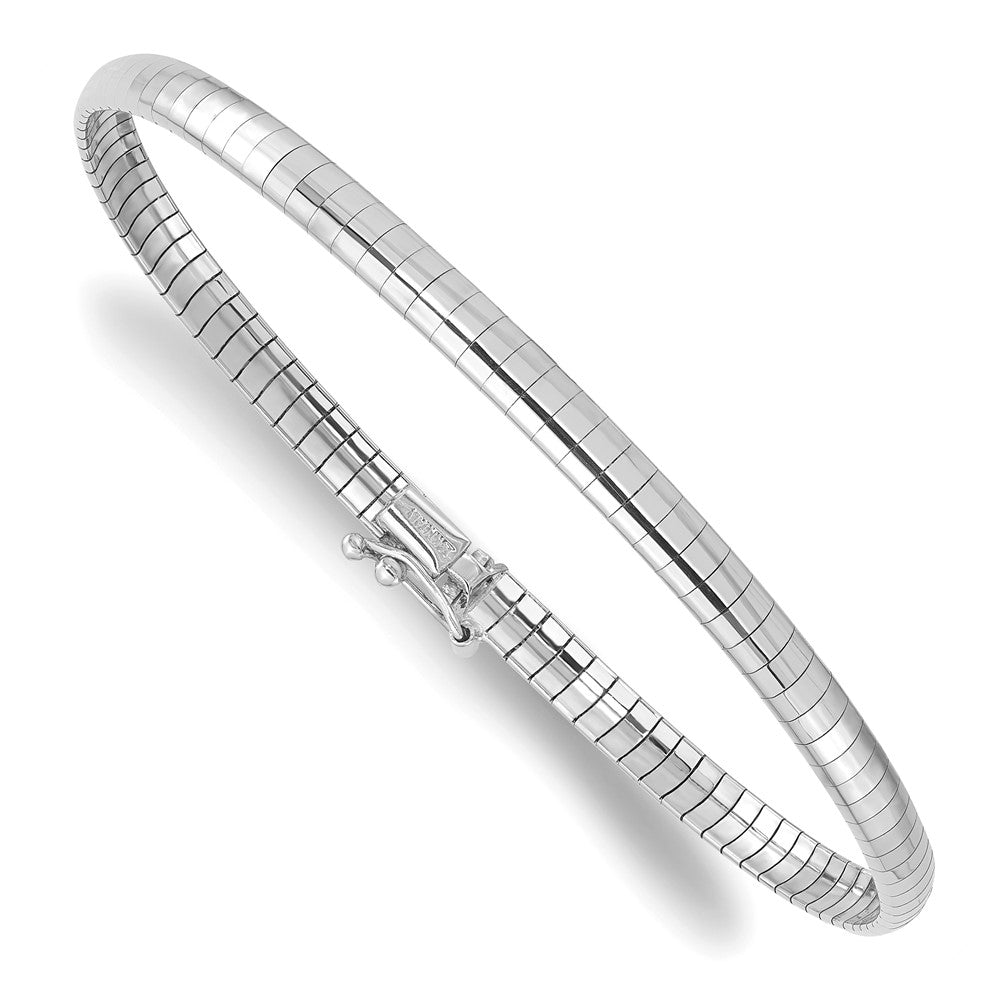 14K White Gold 4mm Domed 7 Inch Omega Bracelet
