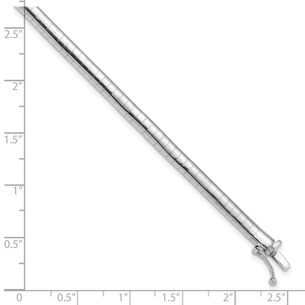 14K White Gold 4mm Domed 7 Inch Omega Bracelet