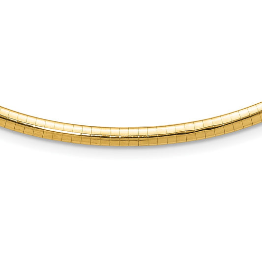 14K Yellow Gold 4mm Domed Omega Necklace