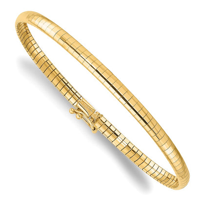 14k Yellow Gold 4mm Domed 7 inch Omega Bracelet