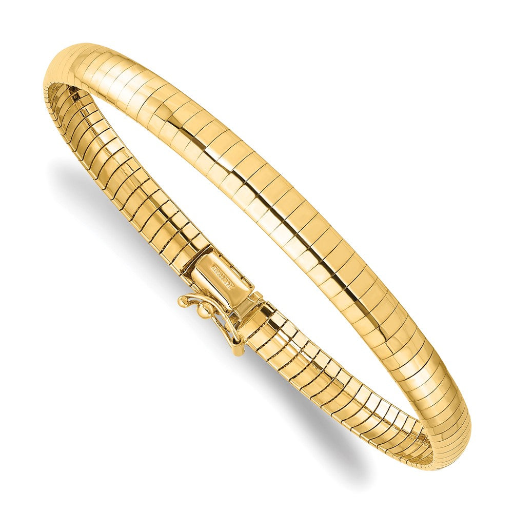 14k Yellow Gold 6mm Domed 7in. Omega Bracelet