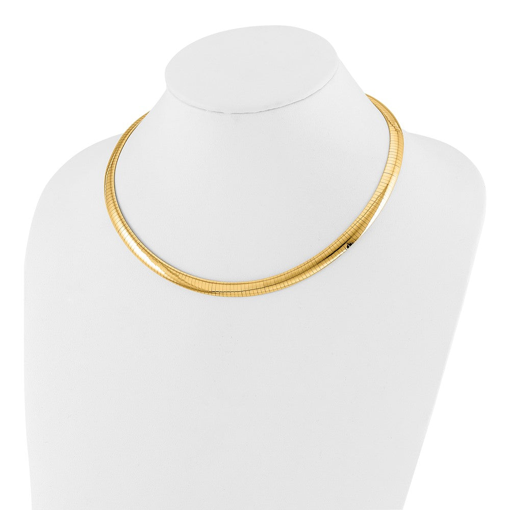 14k Yellow Gold 8mm Lightweight Domed Omega Necklace