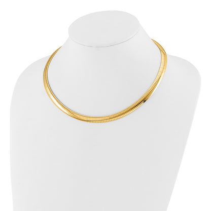 14k Yellow Gold 8mm Lightweight Domed Omega Necklace