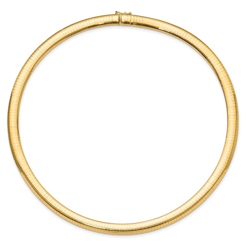 14k Yellow Gold 8mm Lightweight Domed Omega Necklace