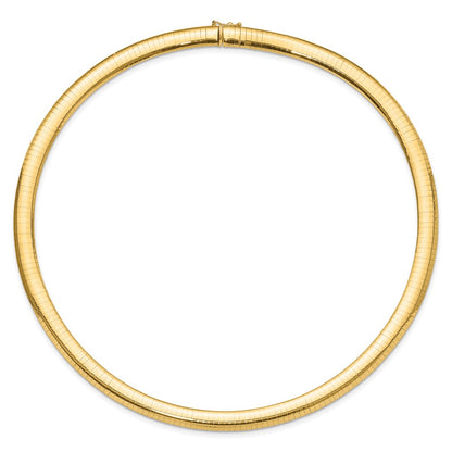 14k Yellow Gold 8mm Lightweight Domed Omega Necklace