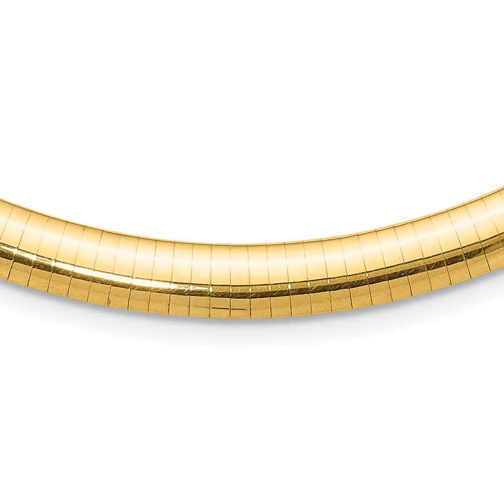 14k Yellow Gold 8mm Lightweight Domed Omega Necklace