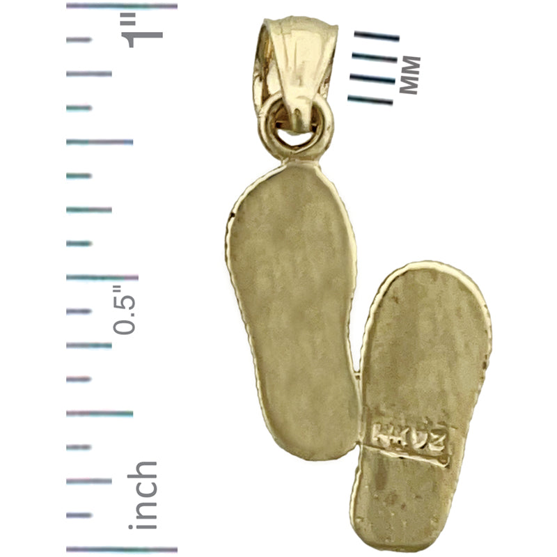 14K Gold 3D Flip Flops Charm