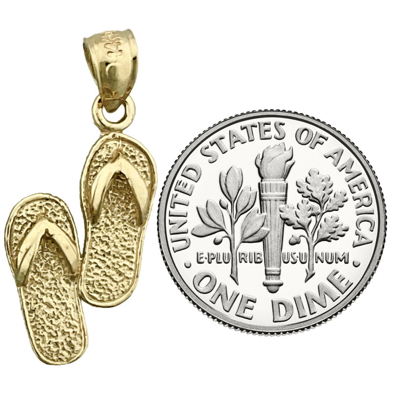 14K Gold 3D Flip Flops Charm
