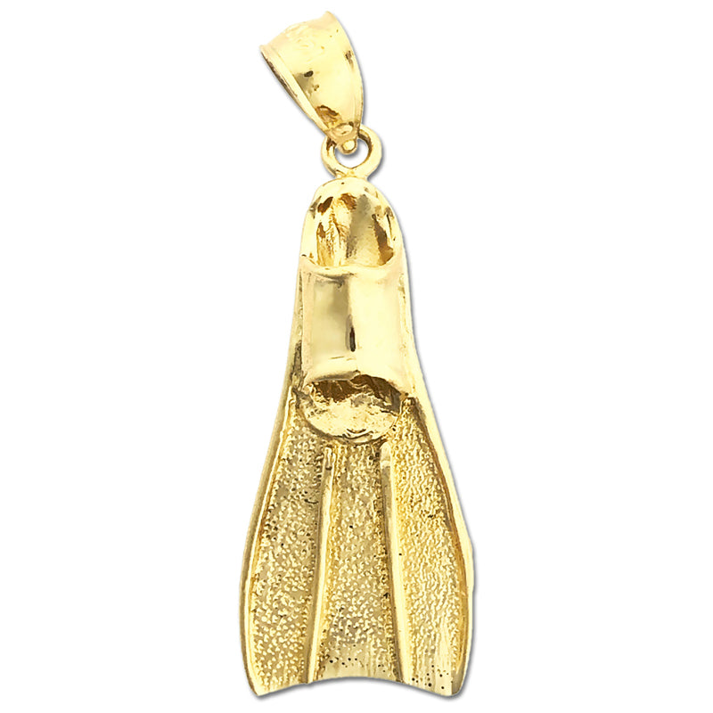 14K Gold 3D Flipper Pendant