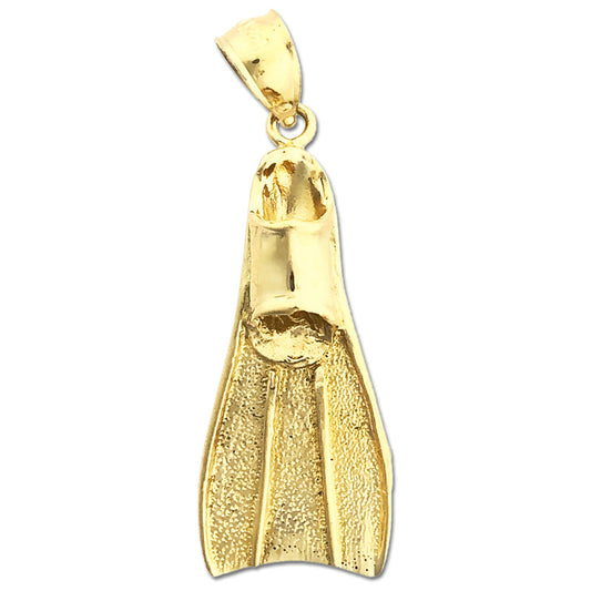 14K Gold 3D Flipper Pendant