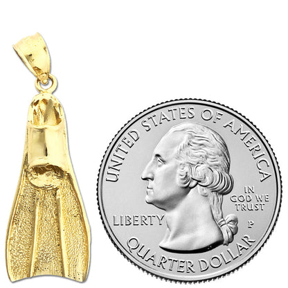 14K Gold 3D Flipper Pendant