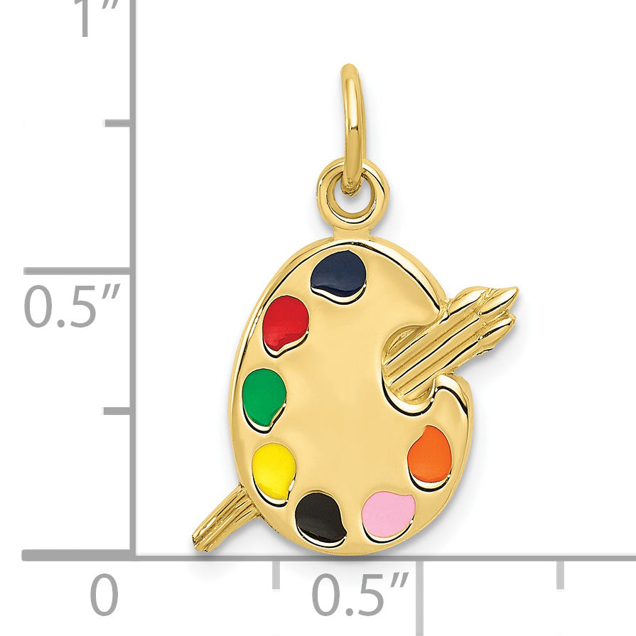 10K Yellow Gold Enameled Artist Palette Charm