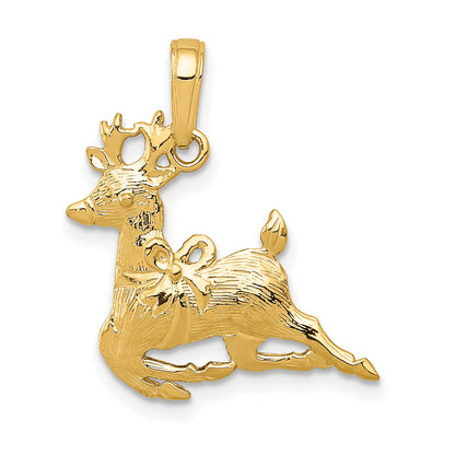 10K Yellow Gold 10K Polished Reindeer Pendant
