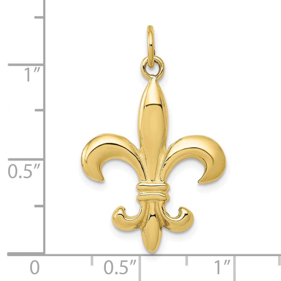 10K Yellow Gold Solid Fleur De Lis 3-D Charm
