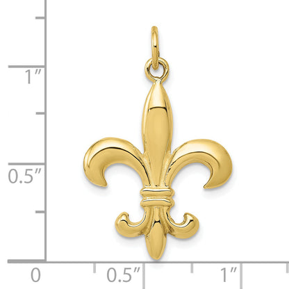 10K Yellow Gold Solid Fleur De Lis 3-D Charm