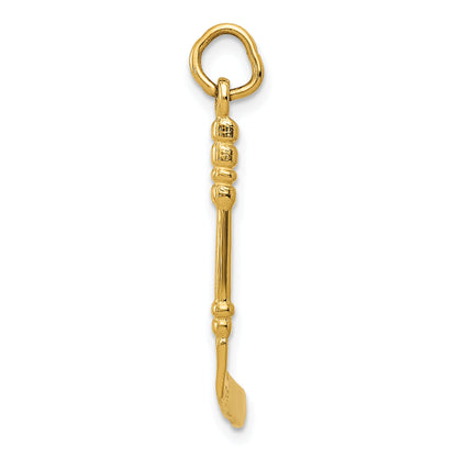 10K Yellow Gold 10Ky Hockey Stick With Enamel Charm