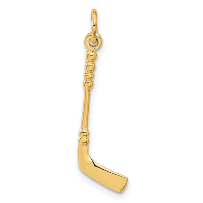 10K Yellow Gold 10Ky Hockey Stick With Enamel Charm