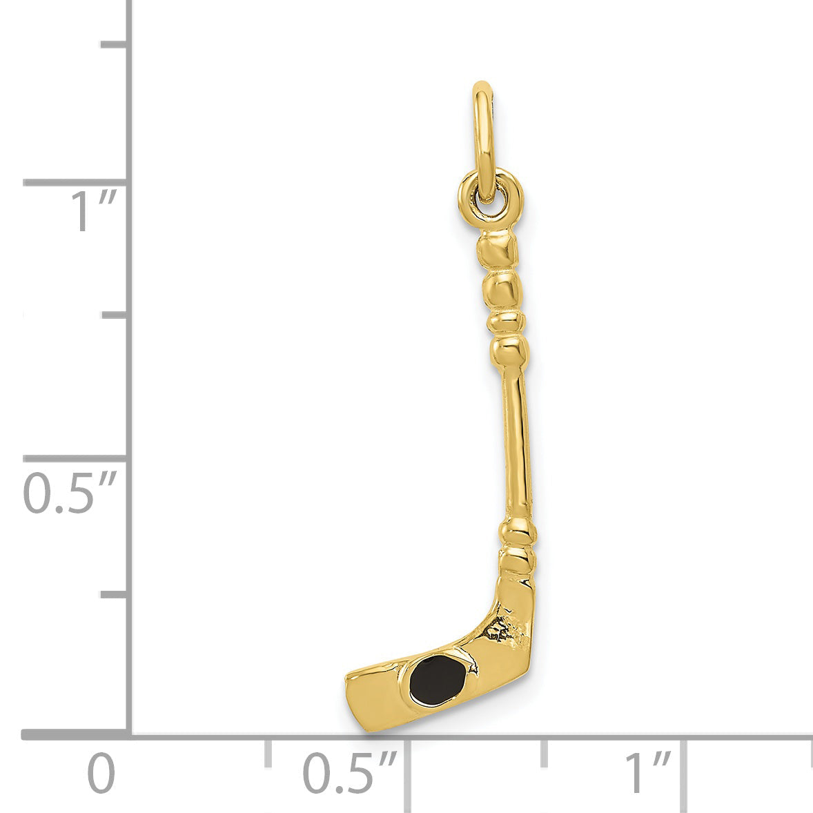 10K Yellow Gold 10Ky Hockey Stick With Enamel Charm