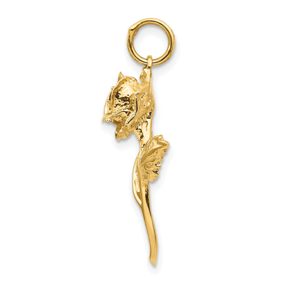 10K Yellow Gold Cz Rose Charm