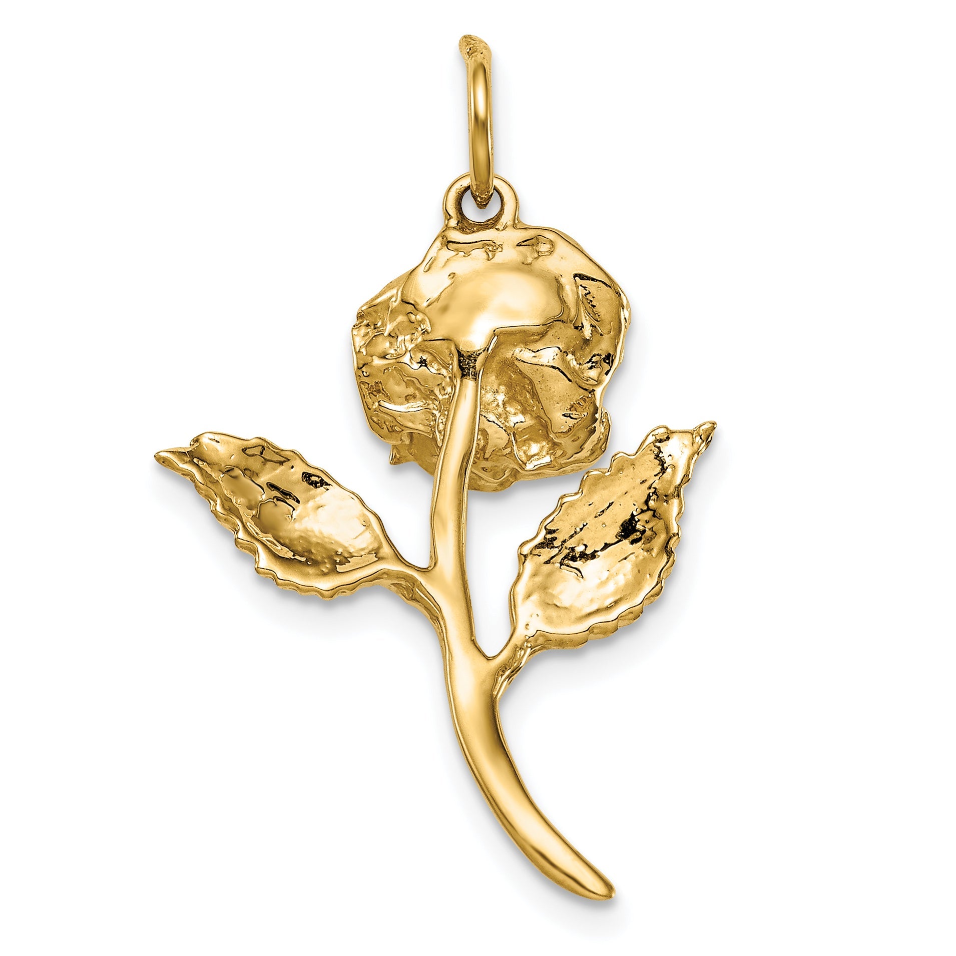 10K Yellow Gold Cz Rose Charm