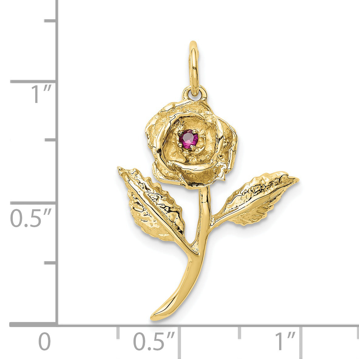 10K Yellow Gold Cz Rose Charm
