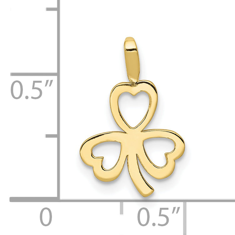 10K Yellow Gold Heart Clover Charm
