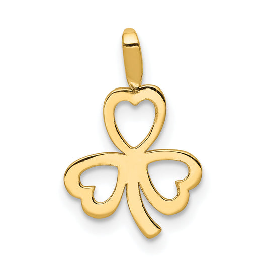 10K Yellow Gold Heart Clover Charm