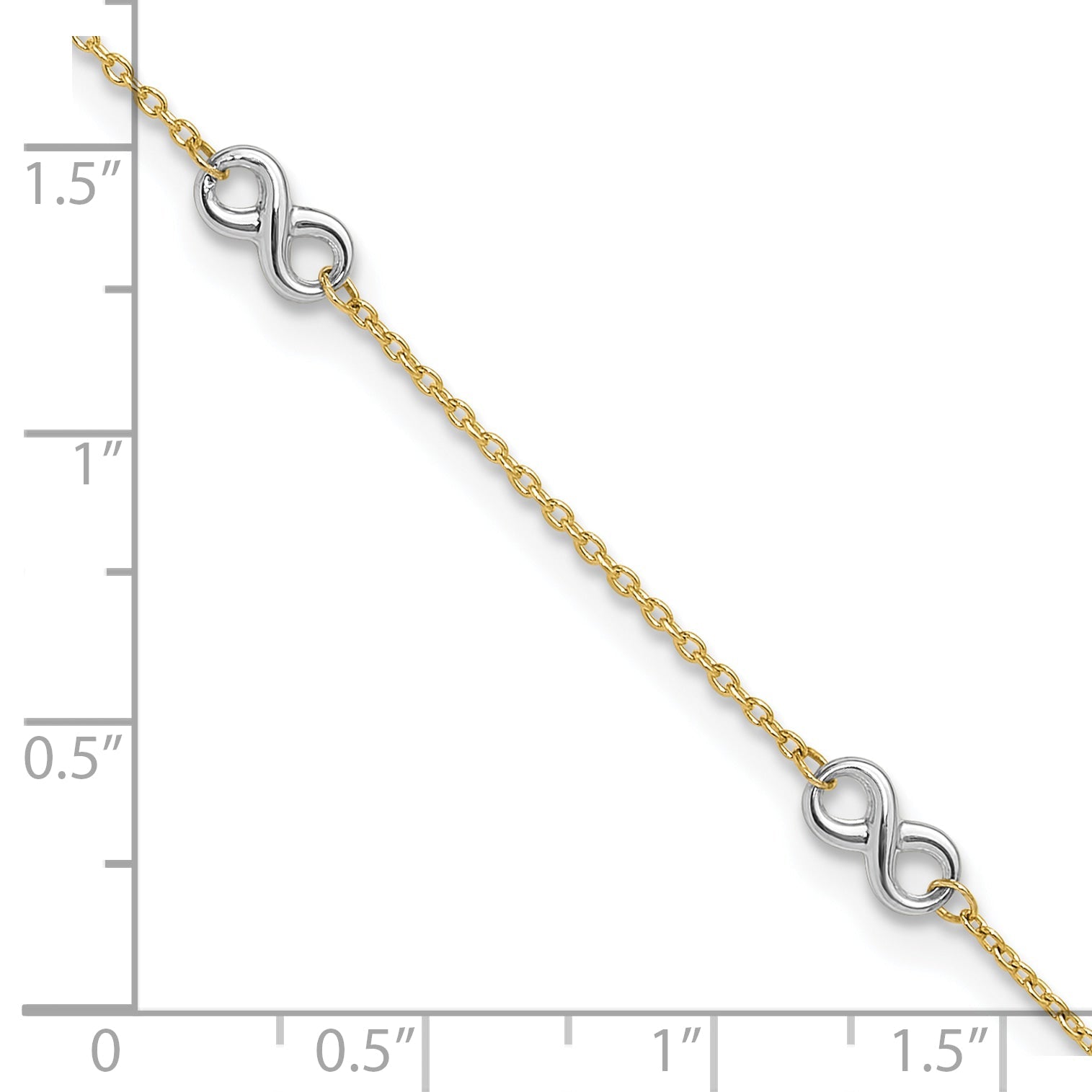 10K Two-Tone 10K Polished Infinity 9In Plus 1 In Ext. Anklet