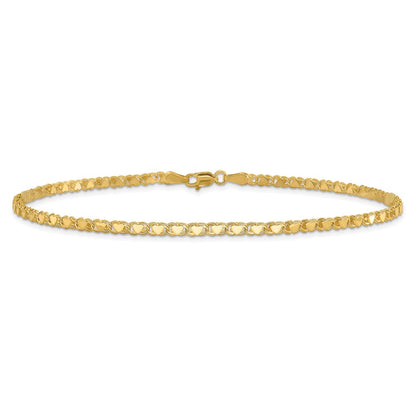 10K Yellow Gold Polished Double-Sided Heart 8In Bracelet