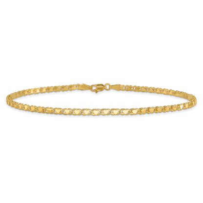 10K Yellow Gold Polished Double-Sided Heart 8In Bracelet