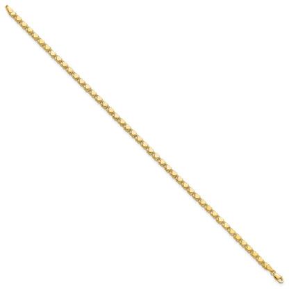 10K Yellow Gold Polished Double-Sided Heart 10In Anklet
