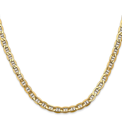 24 Inch 10K Yellow Gold 10K 4.75mm Semi-Solid Anchor Chain Necklace