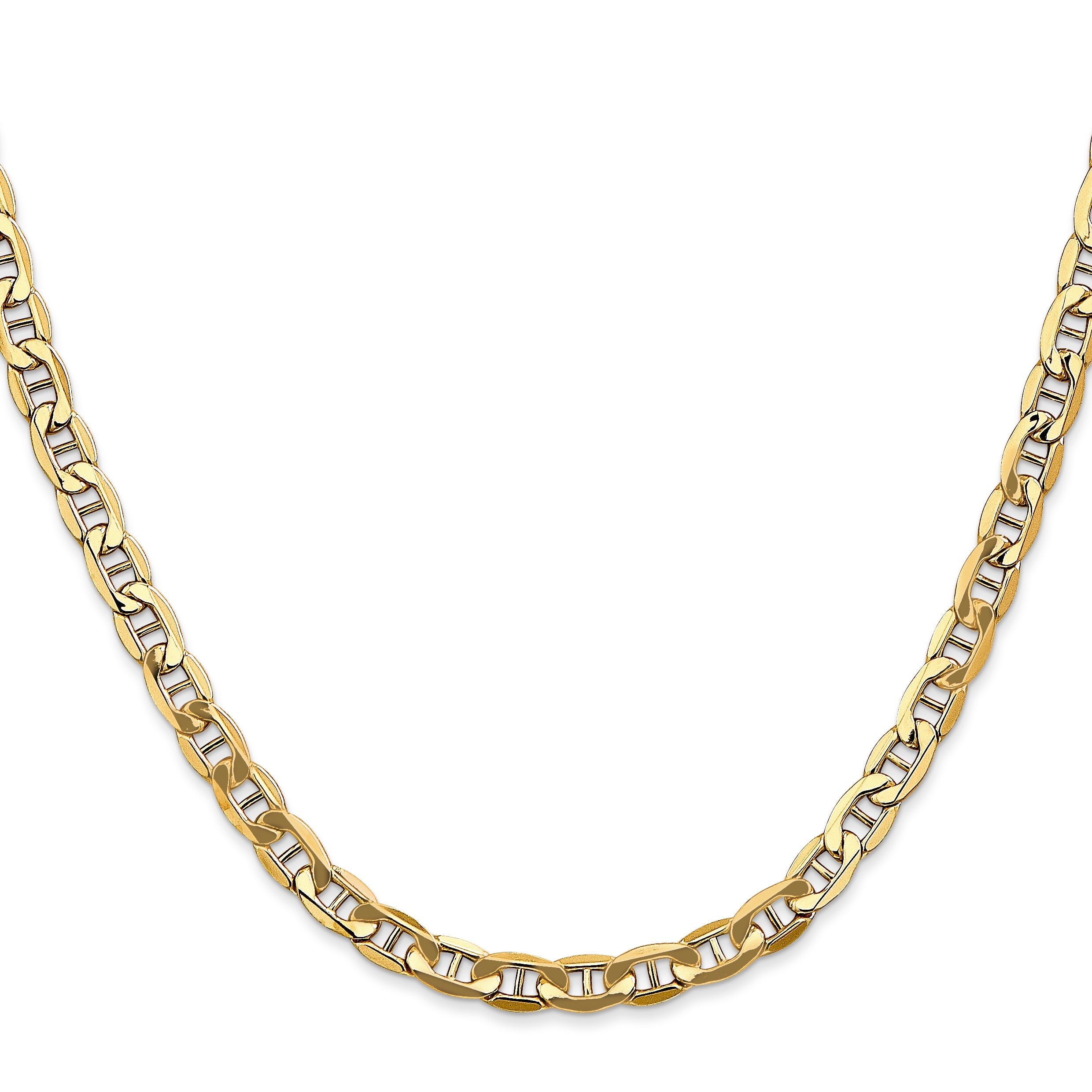 22 Inch 10K Yellow Gold 10K 4.75mm Semi-Solid Anchor Chain Necklace