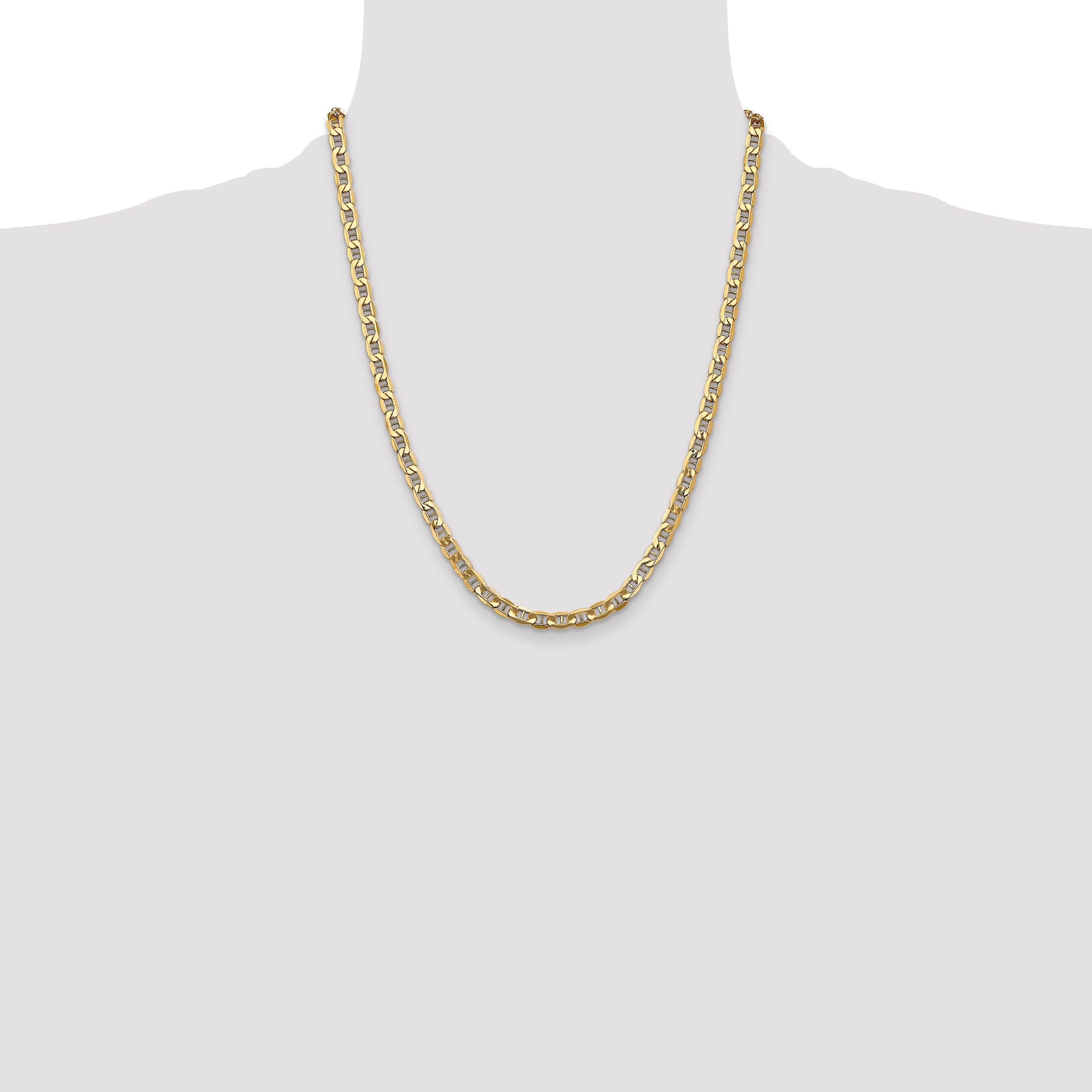 22 Inch 10K Yellow Gold 10K 4.75mm Semi-Solid Anchor Chain Necklace