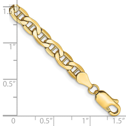 7 Inch 10K Yellow Gold 10K 4.75mm Semi-Solid Anchor Chain Bracelet