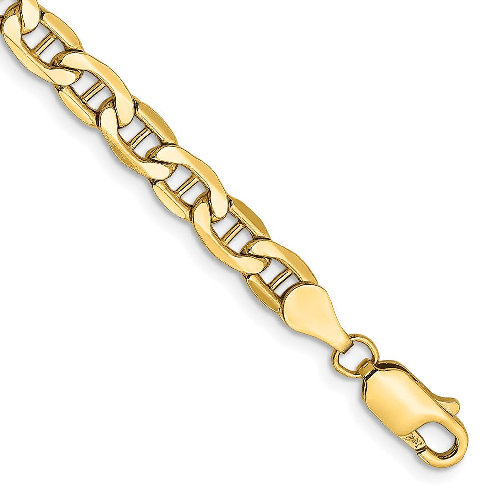9 Inch 10K Yellow Gold 10K 4.75mm Semi-Solid Anchor Chain Bracelet