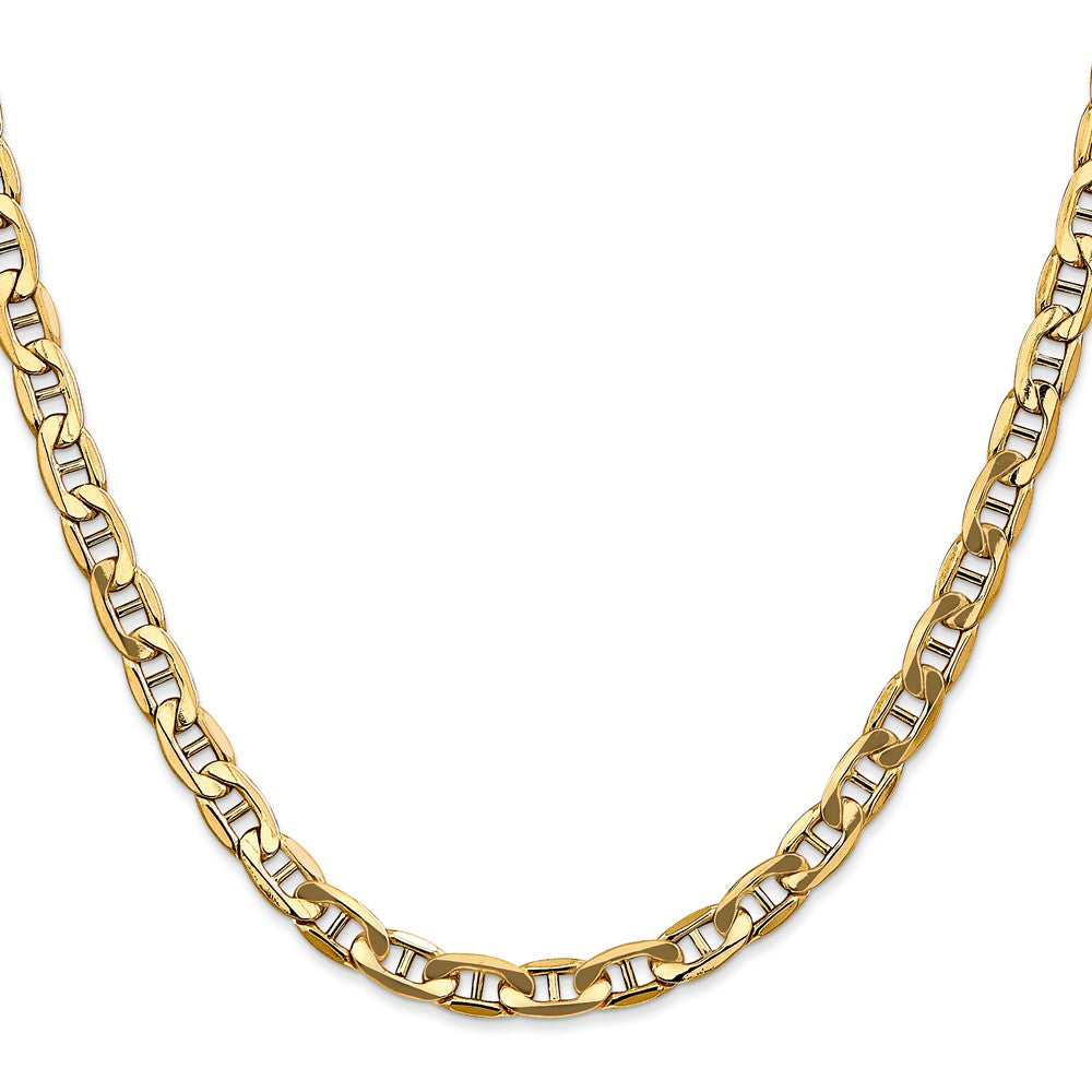22 Inch 10K Yellow Gold 10K 5.5mm Semi-Solid Anchor Chain Necklace