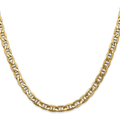 2 Inch 10K Yellow Gold 10K 5.5mm Semi-Solid Anchor Chain Necklace