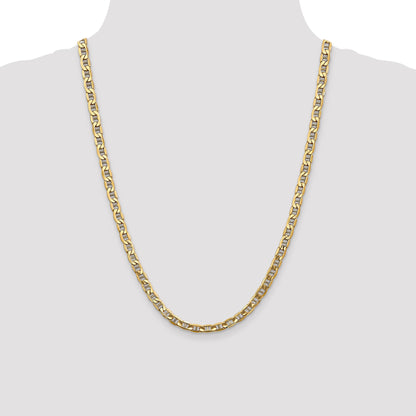 24 Inch 10K Yellow Gold 10K 5.5mm Semi-Solid Anchor Chain Necklace