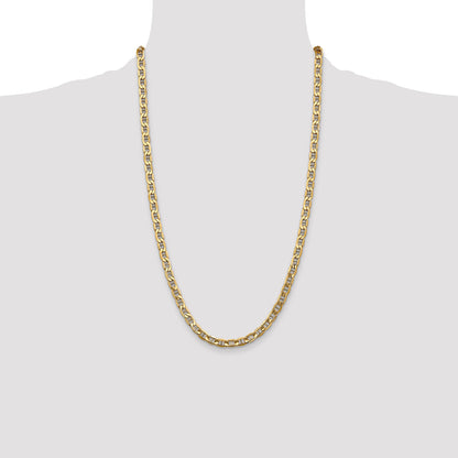 26 Inch 10K Yellow Gold 10K 5.5mm Semi-Solid Anchor Chain Necklace