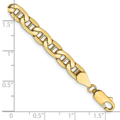 7 Inch 10K Yellow Gold 10K 5.5mm Semi-Solid Anchor Chain Bracelet