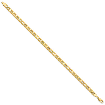 9 Inch 10K Yellow Gold 10K 5.5mm Semi-Solid Anchor Chain Bracelet