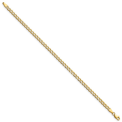 8 Inch 10k Yellow Gold 3.35mm Semi-Solid Curb Link Chain Bracelet