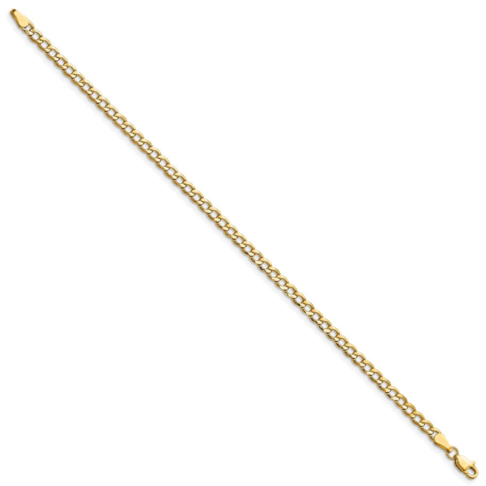 9 Inch 10K Yellow Gold 3.35mm Semi-Solid Curb Link Chain Bracelet