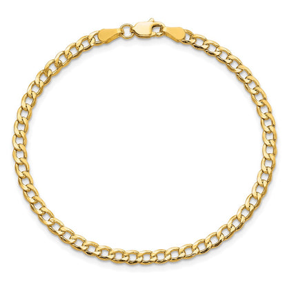 8 Inch 10k Yellow Gold 3.35mm Semi-Solid Curb Link Chain Bracelet