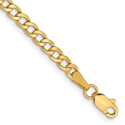 9 Inch 10K Yellow Gold 3.35mm Semi-Solid Curb Link Chain Bracelet