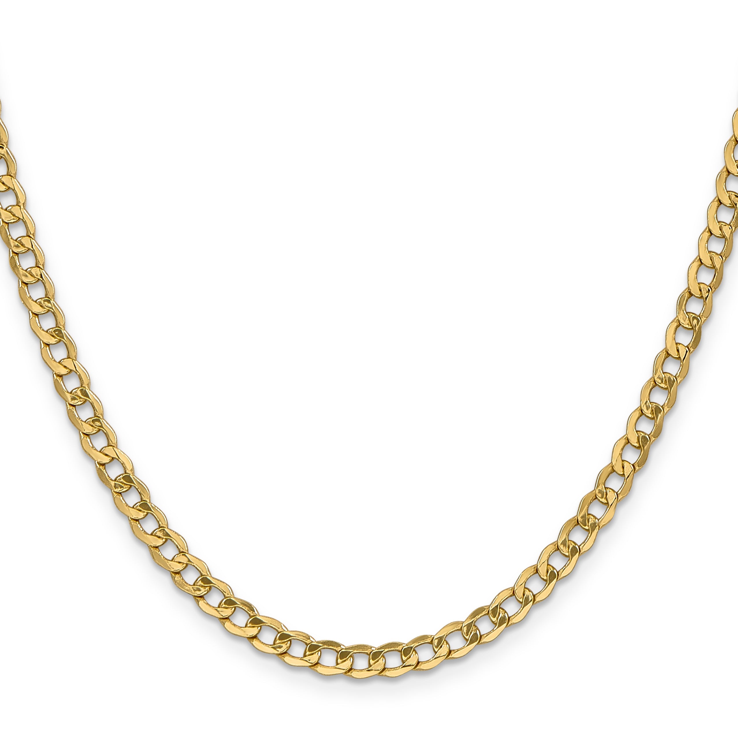 10k Yellow Gold 4.3mm Semi-Solid Curb Link Chain