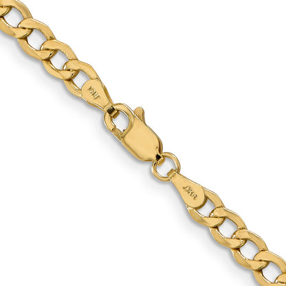 10k Yellow Gold 4.3mm Semi-Solid Curb Link Chain
