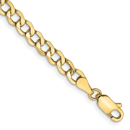 9 Inch 10K Yellow Gold 4.3mm Semi-Solid Curb Link Chain Bracelet